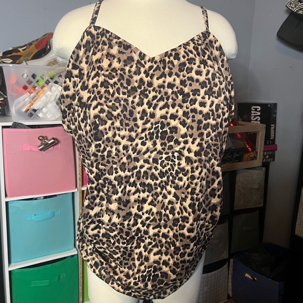 Aqua Green Brown and Tan Ruched Camisole One Piece